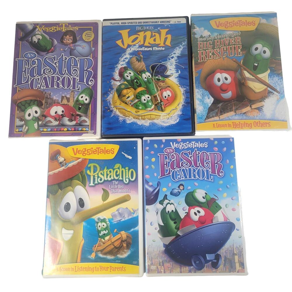 Lot of 5 VeggieTales DVDs - Children's Christian Animation Larry Bob Two Are NEW